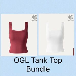 NWT OGL Open-Back Brami Tank Top Bundle Pair - Medium - Red/White